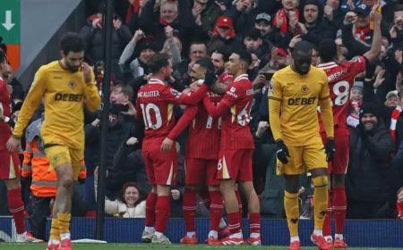 Liverpool extends their lead to seven points after defeating Wolves 2-1.