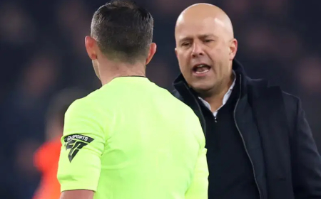Liverpool’s Slot handed two-match ban over Merseyside derby chaos