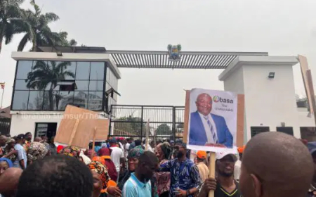 Obasa’s supporters besiege Lagos Assembly, demand reinstatement
