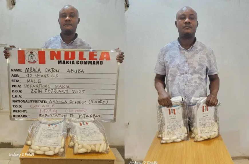 NDLEA arrests Turkey-bound businessman for excreting 120 wraps of cocaine