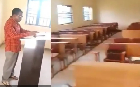 Nigerians react to video showing varsity professor lecturing empty class