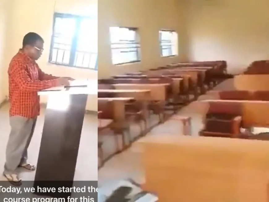 Nigerians react to video showing varsity professor lecturing empty class