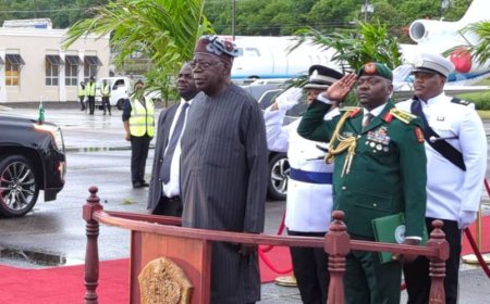 Tinubu arrives Saint Lucia for state visit