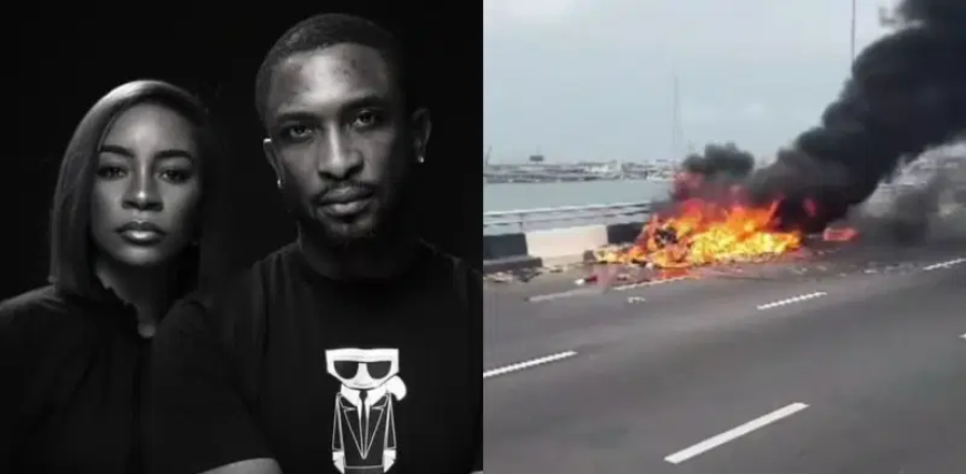 Darey Art Alade, wife survive car fire incident on Third Mainland Bridge