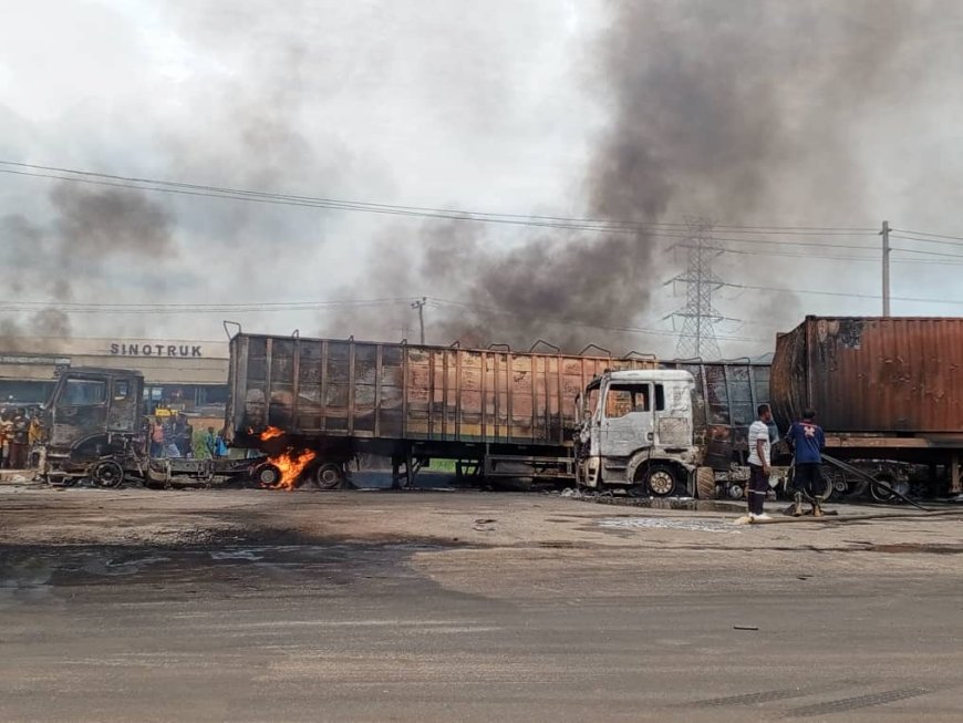 Six vehicles burnt, traffic paralysed in Lagos-Ibadan tanker explosion
