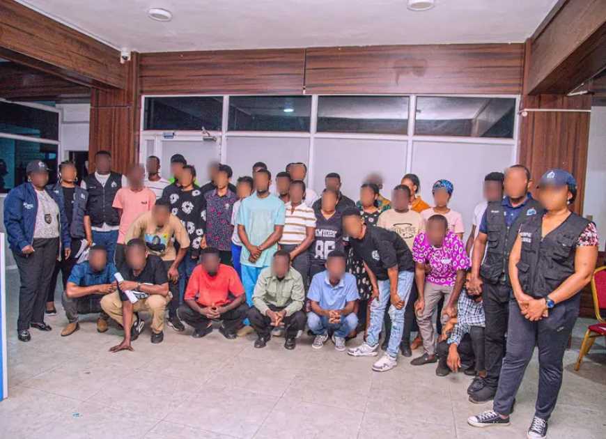 Police rescue 46 trafficked victims from Ghana, arrest 7 suspects for human trafficking, cyber fraud