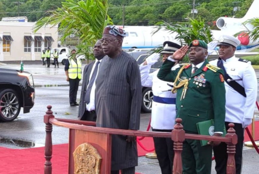 Tinubu arrives Saint Lucia for state visit