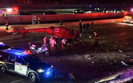 Medical helicopter crashes on California highway