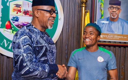 WAFCON 2026: Abiodun lifts Super Falcons with N50m, as Coach Madugu, Ajibade laud facilities at MKO Stadium 