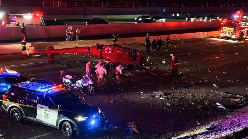 Medical helicopter crashes on California highway