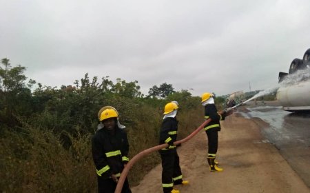 Firefighters avert tragedy as petrol tanker overturns in Kwara