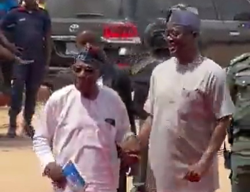 Obasanjo sings for Makinde at bus terminal unveiling