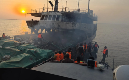 Navy rescues 20 crew members as vessel catches fire in C’River
