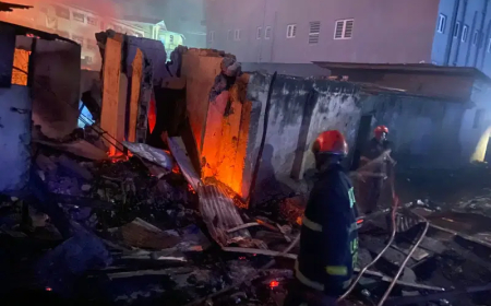 Midnight fire destroys Ajegunle Shopping Complex