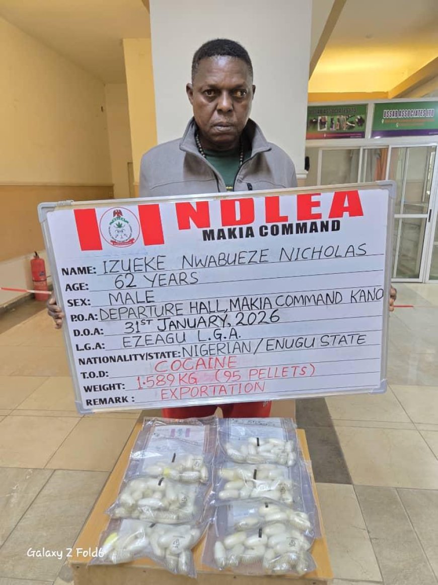 NDLEA arrests businessman with 95 cocaine pellets at Kano airport