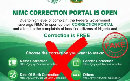 NIMC debunks fake free NIN data correction link, flyer