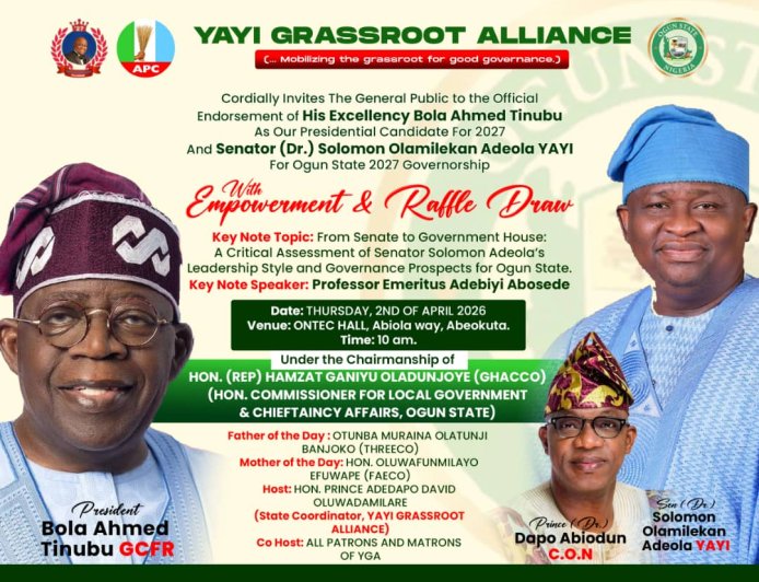 In Ogun, YGA Set To Unveil Major Endorsement for Tinubu, Adeola Ahead Of 2027