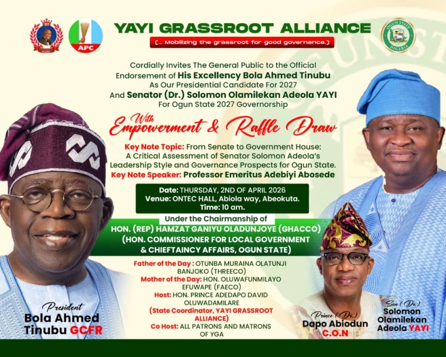 In Ogun, YGA Set To Unveil Major Endorsement for Tinubu, Adeola Ahead Of 2027