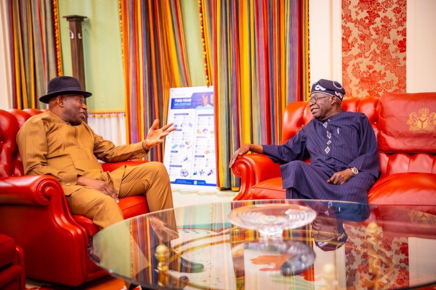 Tinubu receives Jonathan at Aso Rock Villa