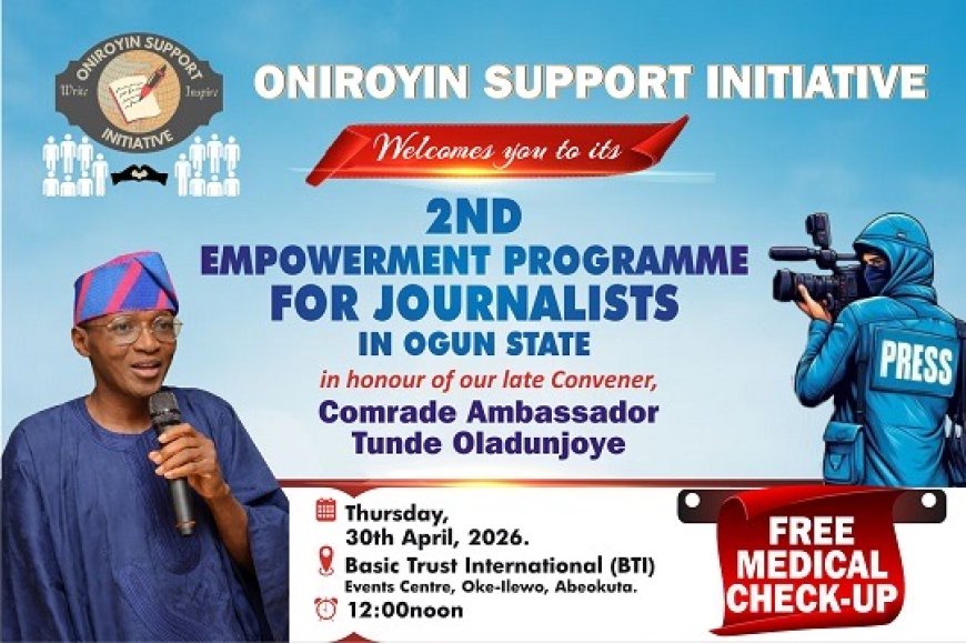 Oniroyin Support Initiative Holds Second Empowerment Programme For Journalists Thursday 