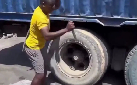 Man escapes death after attempts to burst truck tyre