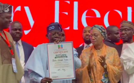 Tinubu receives APC flag, certificate of return as 2027 presidential candidate