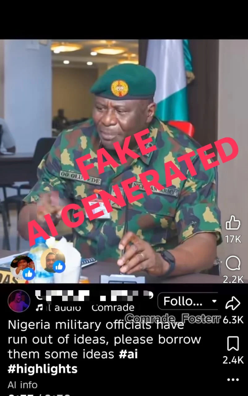 Military dismisses fake AI video of CDS, Army chief