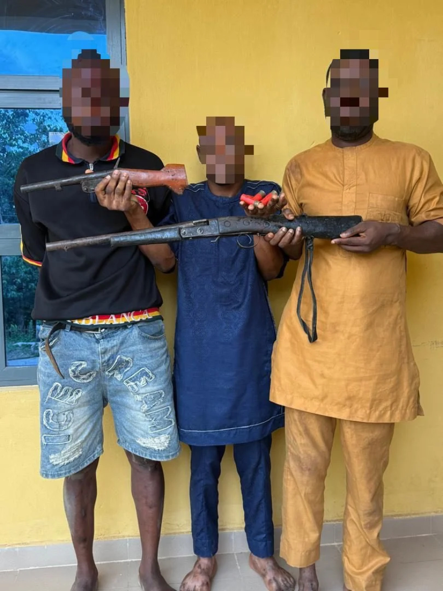 Police arrest three suspected vehicle snatchers in Oyo, seize guns