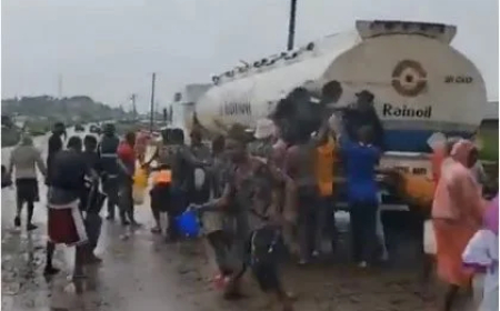 Residents scoop fuel from leaking tanker in Delta