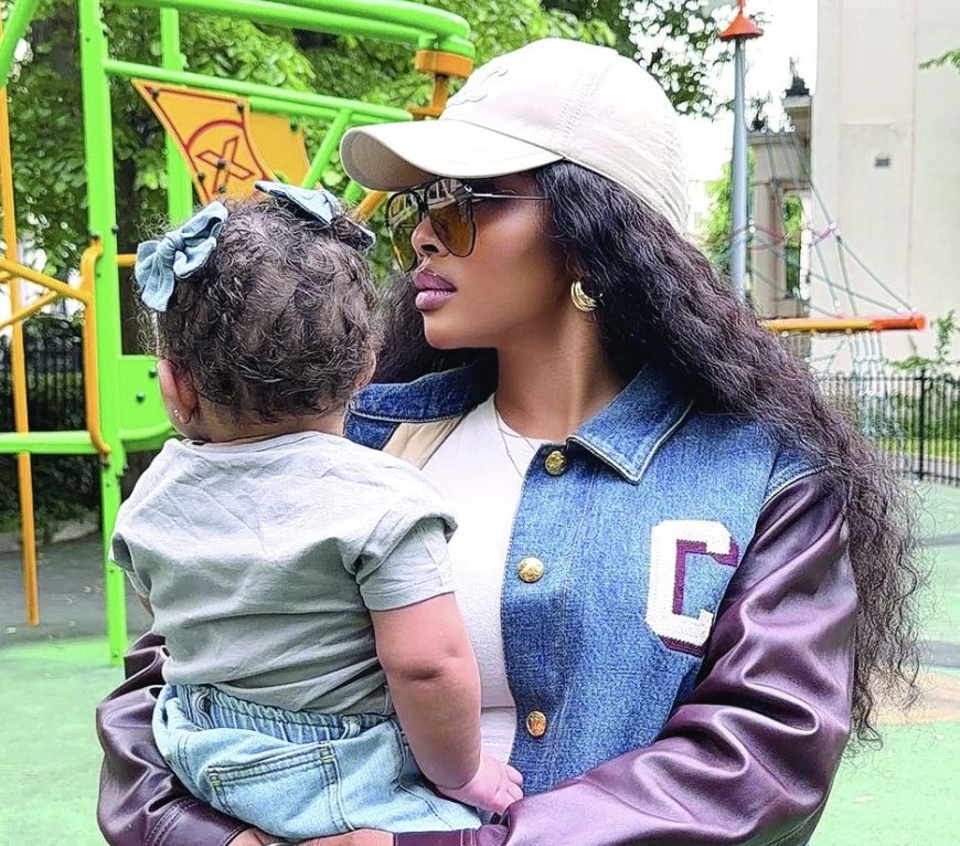 Toke Makinwa unveils daughter’s face, hides father’s identity