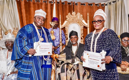 Ogun monarch honours PDP gov candidate, Adebutu, wife
