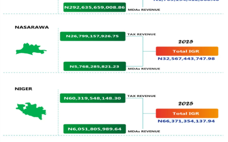 Lagos leads 2025 state revenue table with N1.77tn; Rivers, Enugu follow