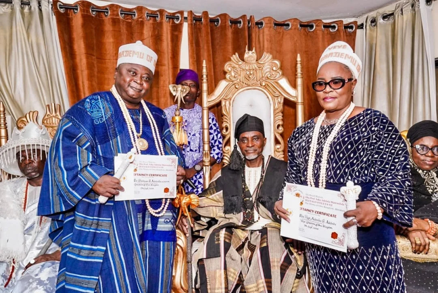 Ogun monarch honours PDP gov candidate, Adebutu, wife