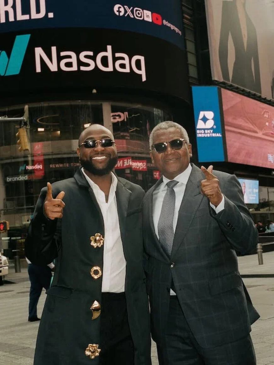 Davido shares moments with Dangote at Times Square, New York