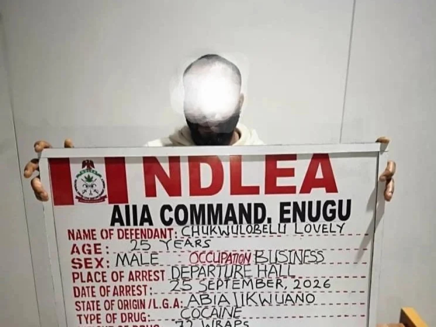 Newlywed arrested with cocaine at Enugu airport