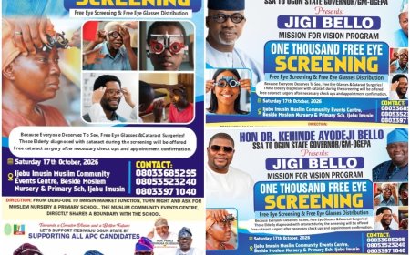 APC Chieftain Kenny Bello To Offer Free Eye Screening, Glasses, Cataract Surgeries In Ijebu-East