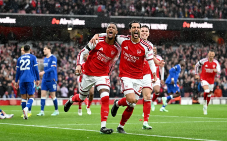 EPL: Arsenal beat Everton 2-0 to level with Man City on points