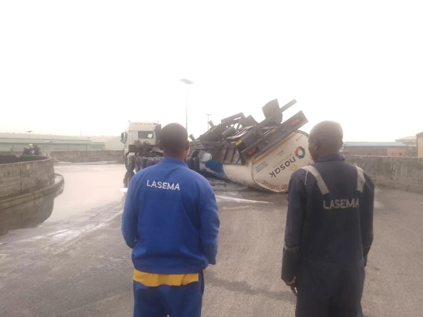 Disaster averted as 33,000-litre ethanol tanker falls in Lagos